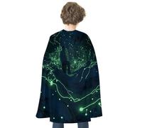 KMRHOUTIQ Reversible Halloween Cloak Glow in The Dark Cape with Hook & Loop | Medieval Renaissance Poncho, Dress up Costume, Blue Red Robe, Adjustable Collar, Flowing Drape, Wizard Witch Vampire Cosplay