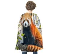 KMRHOUTIQ Reversible Halloween Cloak Little Red Panda Cape with Hook & Loop | Medieval Renaissance Poncho, Dress up Costume, Blue Red Robe, Adjustable Collar, Flowing Drape, Wizard Witch Vampire Cosplay