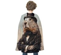 KMRHOUTIQ Reversible Halloween Cloak Prairie Dog Cape with Hook & Loop | Medieval Renaissance Poncho, Dress up Costume, Blue Red Robe, Adjustable Collar, Flowing Drape, Wizard Witch Vampire Cosplay