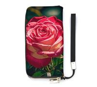 KMRHOUTIQ Rose Petal Wristlet Wallets for Women Leather Clutch Purses with Strap Coin Purse Rfid Credit Card Holder Long Slim Handbags