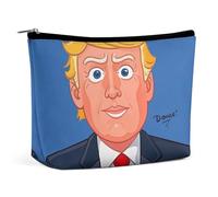 KMRHOUTIQ Small Makeup Bag with Zipper Blue President Travel Toiletry Bag for Women Leather Cosmetic Bags for Purse Waterproof Portable Zippered Pouch Personalized Mini Make Up Case Organizer