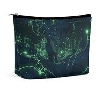 KMRHOUTIQ Small Makeup Bag with Zipper Glow in The Dark Travel Toiletry Bag for Women Leather Cosmetic Bags for Purse Waterproof Portable Zippered Pouch Personalized Mini Make Up Case Organizer