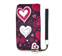 KMRHOUTIQ Sweet Love Wristlet Wallets for Women Leather Clutch Purses with Strap Coin Purse Rfid Credit Card Holder Long Slim Handbags