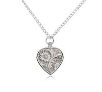 KMRHOUTIQ Victorian Floral Pattern Pet Memorial Ashes Necklace for Dog Cat Human Urn Heart Pendant with Filling Kit Adjustable 27.6" Chain Custom Cremation Jewelry Keepsake Gift for Women Men Owner