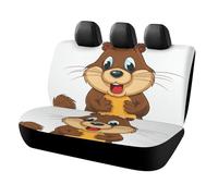 KMRHOUTIQ Waterproof Cartoon Beaver Car Seat Cover Scratchproof Rear Seat Protector Universal Fit Bench Backseat Covers for Suvs Trucks Sedans Vans Pet Dog for Owners & Outdoor Enthusiasts Friendly
