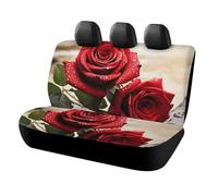 KMRHOUTIQ Waterproof Red Rose Flowers Car Seat Cover Scratchproof Rear Seat Protector Universal Fit Bench Backseat Covers for Suvs Trucks Sedans Vans Pet Dog for Owners & Outdoor Enthusiasts Friendly