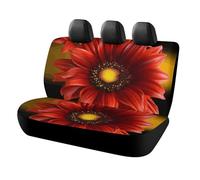 KMRHOUTIQ Waterproof Red Sunflower Car Seat Cover Scratchproof Rear Seat Protector Universal Fit Bench Backseat Covers for Suvs Trucks Sedans Vans Pet Dog for Owners & Outdoor Enthusiasts Friendly
