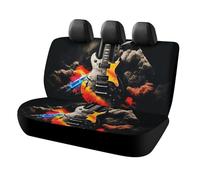 KMRHOUTIQ Waterproof Rock Music Car Seat Cover Scratchproof Rear Seat Protector Universal Fit Bench Backseat Covers for Suvs Trucks Sedans Vans Pet Dog for Owners & Outdoor Enthusiasts Friendly