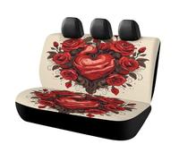 KMRHOUTIQ Waterproof Rose Heart Shape Car Seat Cover Scratchproof Rear Seat Protector Universal Fit Bench Backseat Covers for Suvs Trucks Sedans Vans Pet Dog for Owners & Outdoor Enthusiasts Friendly