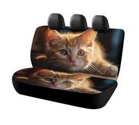 KMRHOUTIQ Waterproof Small Orange Cat Car Seat Cover Scratchproof Rear Seat Protector Universal Fit Bench Backseat Covers for Suvs Trucks Sedans Vans Pet Dog for Owners & Outdoor Enthusiasts Friendly