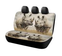 KMRHOUTIQ Waterproof Two Rhinos Car Seat Cover Scratchproof Rear Seat Protector Universal Fit Bench Backseat Covers for Suvs Trucks Sedans Vans Pet Dog for Owners & Outdoor Enthusiasts Friendly