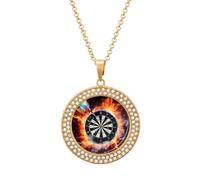 KMRHOUTIQ Women's Diamond Pendant Necklace Hypoallergenic Alloy Dart Board Memorial Necklace 20" Adjustable Cable Chain Lobster Couple Friendship Jewelry Gift for Girlfriend Wife Mom
