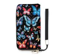 KMRHOUTIQ Zeeland Butterfly Wristlet Wallets for Women Leather Clutch Purses with Strap Coin Purse Rfid Credit Card Holder Long Slim Handbags