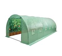 KMS A277-034 Foxhunter plenty-galvanized polytunnel greenhouse with stainless steel frame, 6 sections, 6m x 3m x 2m