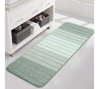 Kmson Ombre Bath Mat for Bathroom, Non Slip Ultra Soft and Thick Water Absorbent Bath Carpet, Machine Washable & Quick Dry Bathroom Rug, for Bedroom Door Living Room Green 17" x 47"