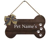 KMszsm Personalized Dog Bone Sign Custom Dog House Wood Sign Decor Custom Name Pet Sign for Home Farmhouse Decor(8.4 x 4.8Inches)