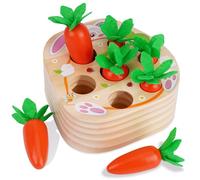 KMTJT Montessori Toys for 1 2 3 Year Old Toddlers, Rabbit Carrot Harvest Game Wooden Toys for 6-12 Months Baby Boys and Girls, Shape Sorting Matching 1st Birthday Easter Gifts for Babies 1-3 (Red)