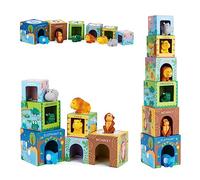 KMTJT Sorting and Stacking Toys Blocks for Toddlers 1-3, Soft Safari Animal