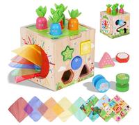 KMTJT Wooden Activity Cube - Montessori Toys for 1 2 3 Year Old Toddlers