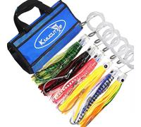 Kmucutie Set of 6 pcs 6.5 inch trolling Lure Marlin Tuna Dolphin Shark Big Game deep sea Fishing Lures Included Mesh Bag (6.5 INCH B)