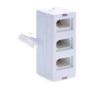 Kmuqshy BT Telephone Phone Socket 3 Way Adapter Splitter, Telephone Extension Cable, UK Cable Adapter Landline Port Converter, Extender for Fax, Modem, Male BS 6312 431A Plug to Female Jack, White