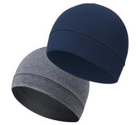 KMUTZENS Cycling Skull Cap Under Helmet, 2 Pack Unisex Cotton Beanie Hats for Chemo, Sleeping, Running, Daily Wear, Soft Thin Night Cap & Helmet Liner