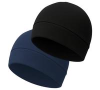 KMUTZENS Cycling Skull Cap Under Helmet, 2 Pack Unisex Cotton Beanie Hats for Chemo, Sleeping, Running, Daily Wear, Soft Thin Night Cap & Helmet Liner