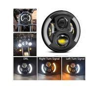 KMVPVGZHCN Motorcycle Headlight LED Headlight For Motorcycle 7Inch Round DRL Turn Signal Halo LED Headlamp 40W 60W 80W 90w(60W left right halo10)
