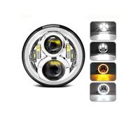 KMVPVGZHCN Motorcycle Headlight LED Headlight For Motorcycle 7Inch Round DRL Turn Signal Halo LED Headlamp 40W 60W 80W 90w(60W full halo15)