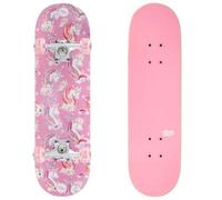 KMX Complete 27.5" x 7.75" Skateboard for Beginners, 7-Layer Northern Maple Double Kick Concave Deck| Alu Truck | Starter Skate board for Girls, Kids, Teens Led Light up Wheel(Unicorn Cute)