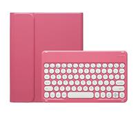 KMXDD Cute Keyboard Case Compatible with iPad Air 11 inch M2 2024, Air 10.9 inch 4th & 5th gen - 2020,2022/ iPad Pro 11 4th/3th/2th Gen Keyboard Case Round Key Removable Keyboard,Begonia Red