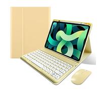 KMXDD Keyboard Case Compatible with iPad 11-inch A16 2025, iPad 10th Generation 10.9 Inch 2022 Case with Bluetooth Mouse Round Key Cute Removable Color Keyboard Cover,Yellow