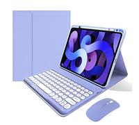 KMXDD Keyboard Case Compatible with iPad 11-inch A16 2025, iPad 10th Generation 10.9 Inch 2022 Case with Bluetooth Mouse Round Key Cute Removable Color Keyboard Cover,Purple