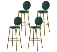 KMXNSJZS 4Pcs Modern Bar Stoolsergonomic Armless Chairs With Thick Flannel Leather Cushions Sturdy Metal Frame 25" Height Round Footrest Dark Gray For Kitchen Dining Reception,Green4Pcs