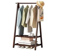 KMXNSJZS Bamboo Clothes Rack Open Wardrobe System With Hanging Rod Standing Garment Stand For Bedroom Clothing With Shoe Storage Shelf,Brown 86X40X160Cm