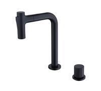 KMXNSJZS Bathroom Basin Tap With Pull Out Spray Hose 360° Swivel 2 Mode Hot And Cold Bathroom Sink Mixer Taps 2 Hole Brass Silver High,Blacklow