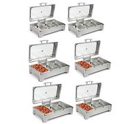 KMXNSJZS Chafing Dish Buffet Set, Chafers 8Qt Buffet Rs And Warmers, Silver Rectangular Catering Chafer Warmer Set With Thermoregulator And Visual Lid, For Kitchen Party Banque，3 Grid 9L/8Qt 6Pcs