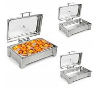 KMXNSJZS Chafing Dish Buffet Set, Chafers 8Qt Buffet Rs And Warmers, Silver Rectangular Catering Chafer Warmer Set With Thermoregulator And Visual Lid, For Kitchen Party Banque，1 Grid 9L/8Qt 3Pcs