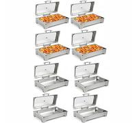 KMXNSJZS Chafing Dish Buffet Set, Chafers 8Qt Buffet Rs And Warmers, Silver Rectangular Catering Chafer Warmer Set With Thermoregulator And Visual Lid, For Kitchen Party Banque，1 Grid 9L/8Qt 8Pcs