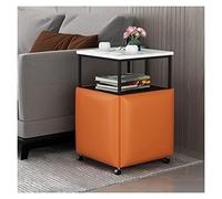 KMXNSJZS Coffee Table Modern Nightstand With Open Storage Shelf, Side Table End Table With 4 Stools For Bedroom, Living Room, Mobile Sofa Table With Wheels Center Tables,A Square Top