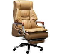KMXNSJZS High Back Leather Office Chair Ergonomic Reclining Executive Chair With Footrest Rolling Swivel Design For Comfort - Black Color,Khaki