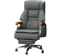 KMXNSJZS High Back Leather Office Chair Reclining Executive Chair With Footrest Rolling Swivel Design Ergonomic Comfort - Stylish Red Brown Office Furniture,Grey