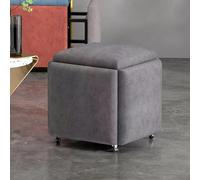 KMXNSJZS Stackable Ottoman With Swivel Casters 5 In 1 Versatile Foot Rest Makeup Stool Cozy Cube Chair For Bedroom Office Creative Spaces Space Saving Design,Dark Gray S 35Cm