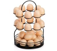 Kmxo 3-Layer Metal Holder with Handle - Farmhouse Style Storage Rack, Holds 16+ Eggs - Space-Saving Countertop Egg Organizer for Kitchen, Pantry, or Farmhouse Decor