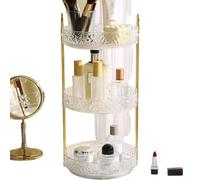 Kmxo 3-Tier Clear Rotating Makeup Organizer - 360° Spinning Skincare Storage for Vanity, Dresser, or Bathroom Countertop - Large Capacity Cosmetic Perfume Holder for Beauty Essentials