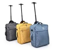 Kmxo Cabin Bag Under Seat Wheeled Luggage Travel Suitcase Lightweight Durable Compact Carry-On with Smooth Wheels Telescopic Handle Spacious Interior for Short Trips and Flights (Light Musterd)