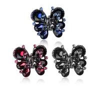 KMYZQDV 3Pcs Rhinestone Butterfly Hair Clips Mini Claw Clip for Women Fancy Sparkly Crystal Jaw Barrettes Small Bling Decorative Tiny Hairpiece Fine Dressy Accessory for Stylish Looks