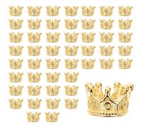 KMYZQDV 50Pcs Mini Crowns Charms for Crafts Tiny 3D Crown Beads Small Metal Charm Kit for Jewelry Making Bracelets Flower Bouquets Gold Vintage Clay Crafting Accessories