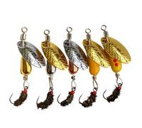 KMYZQDV 5Pcs Trout Spinners Barbless Fishing Lures with Single Hook Spinner Hooks for River Salmon Stream Fishing Durable Bass and Pike Lures for Freshwater Lake Angling