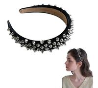 KMYZQDV Spike Headband Punk Studded Goth Headbands Spiked Gothic Hair Band Accessories for Women, Rock Spiky Headpiece with Grommet Details Stylish Hair Band for Cosplay Party and Fashion